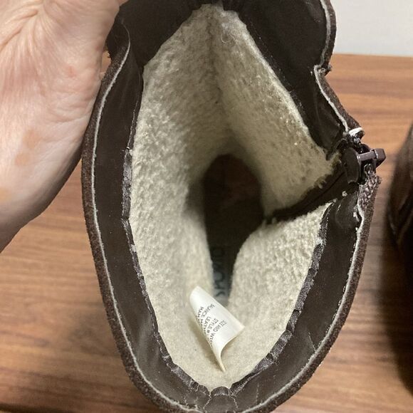 Sporto Janet Brown Suede Leather Boots with Faux Sherpa Lining & Wedge Heel. - Picture 5 of 8